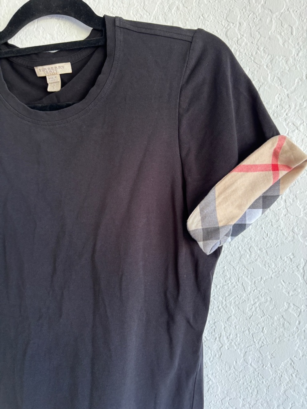 Burberry Black Logo T-Shirt Women’s SZ L Designer Luxury Cotton Tee Crew Neck - Picture 6 of 13